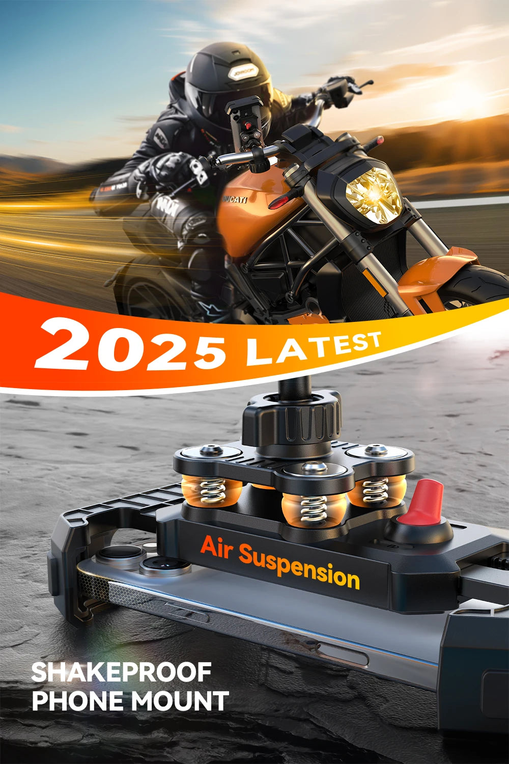 Joyroom Soporte para teléfono antivibración para bicicleta o moto Instalación rápida Soporte para teléfono para motocicleta con amortiguador de vibración para teléfonos de 4,7-7"-MovilExpressShop