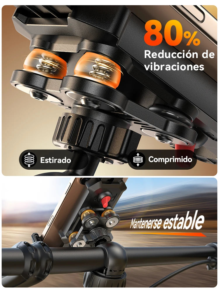 Joyroom Soporte para teléfono antivibración para bicicleta o moto Instalación rápida Soporte para teléfono para motocicleta con amortiguador de vibración para teléfonos de 4,7-7"-MovilExpressShop