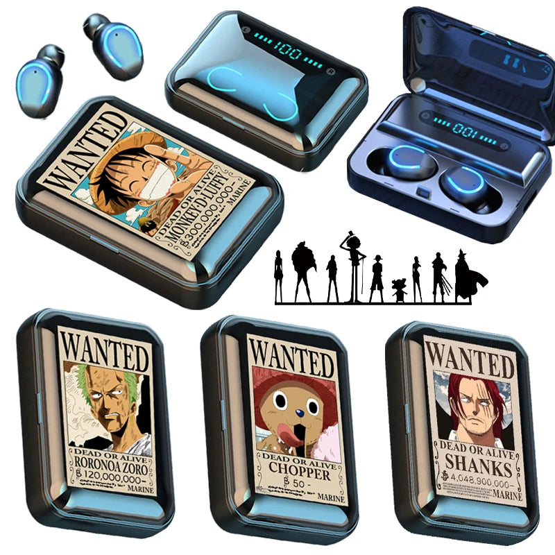 ONE PIECE Luffy Zoro Auriculares inalámbricos con Bluetooth Binaural pequeños en los oídos Anime estéreo bajo TWS auriculares deportivos para teléfono-MovilExpressShop