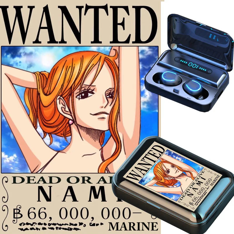 ONE PIECE Luffy Zoro Auriculares inalámbricos con Bluetooth Binaural pequeños en los oídos Anime estéreo bajo TWS auriculares deportivos para teléfono-MovilExpressShop