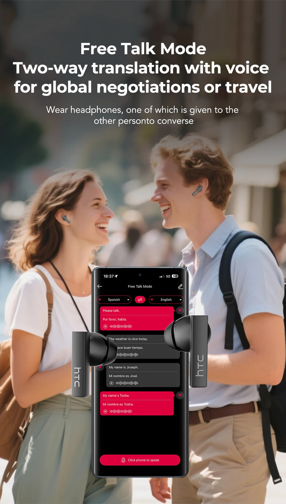 [Pantalla Ultra HD] auriculares HTC NE40 Bluetooth V6 TWS auriculares inalámbricos deportivos traductor AI auricular micrófono de reducción de ruido en la oreja