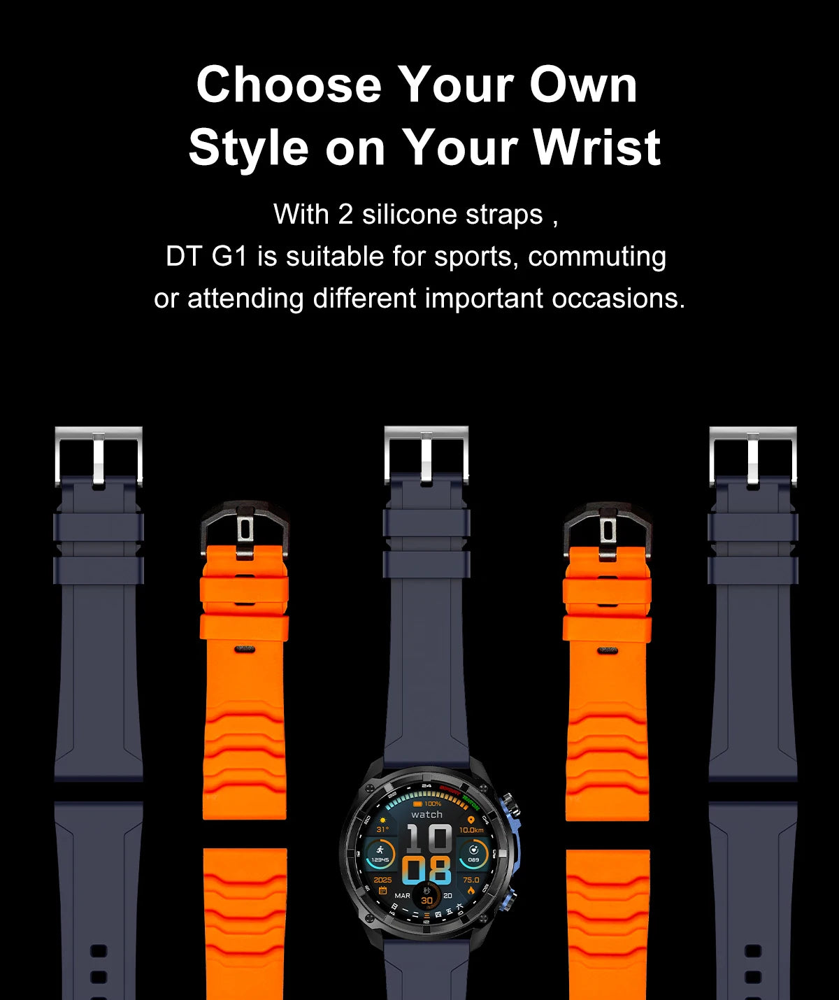 Nuevo reloj inteligente AMOLED con reproductor de vídeo con memoria de 4GB con GPS, mapas sin conexión, reloj inteligente deportivo militar para hombres, pulsera impermeable para nadar de 30m