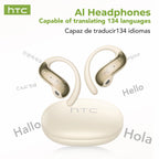 HTC NE19 auriculares Bluetooth IA OWS auriculares inalámbricos deportivos con micrófono potentes graves IA traductor auriculares impermeables de larga duración-MovilExpressShop