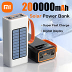 Xiaomi-Banco de energía Solar de 200000mAh, Cables integrados de gran capacidad, batería externa, luz LED, Banco de energía para iPhone, Huawei y Xiaomi-MovilExpressShop