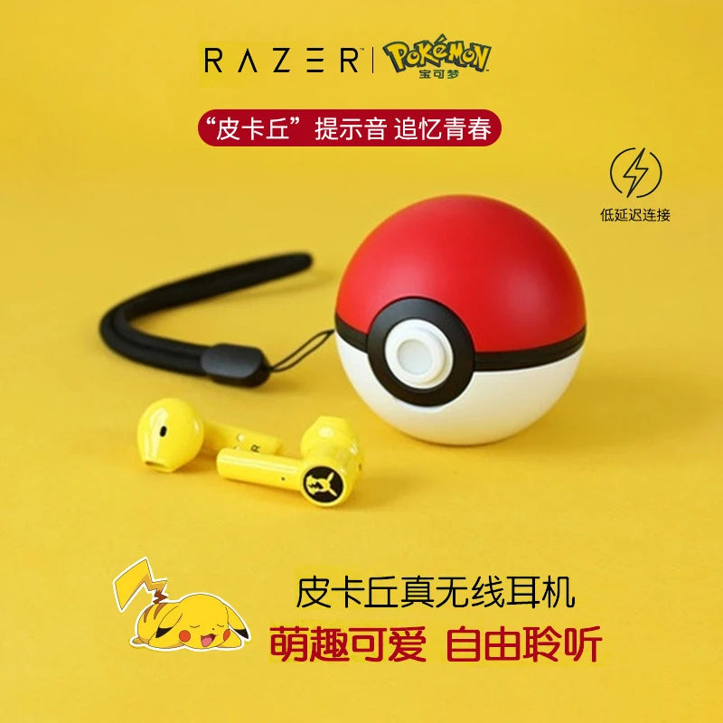 Pokemon Pikachu auriculares inalámbricos Bluetooth 5,0 auriculares Control táctil micrófono regalos universales deporte reducción de ruido-MovilExpressShop