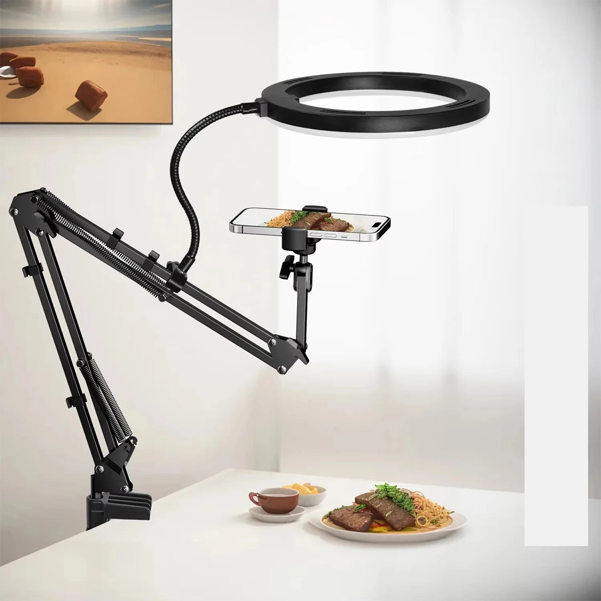 Soporte en vivo para teléfono móvil, iluminación superior profesional, cámara de disparo fija con grabación de instrucciones, palo Selfie de vídeo-MovilExpressShop