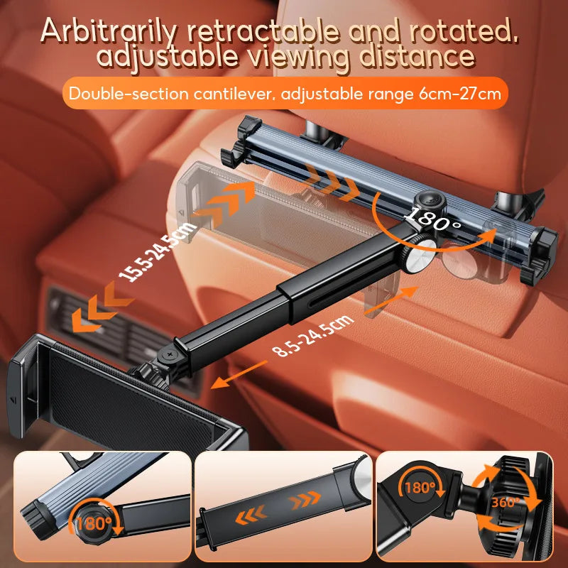 Soporte para tableta Hipacool para reposacabezas de coche, soporte ajustable para teléfono de coche, asiento trasero con gancho oculto para teléfono de 4,7-13 ", iPad 360 ° Ruirar