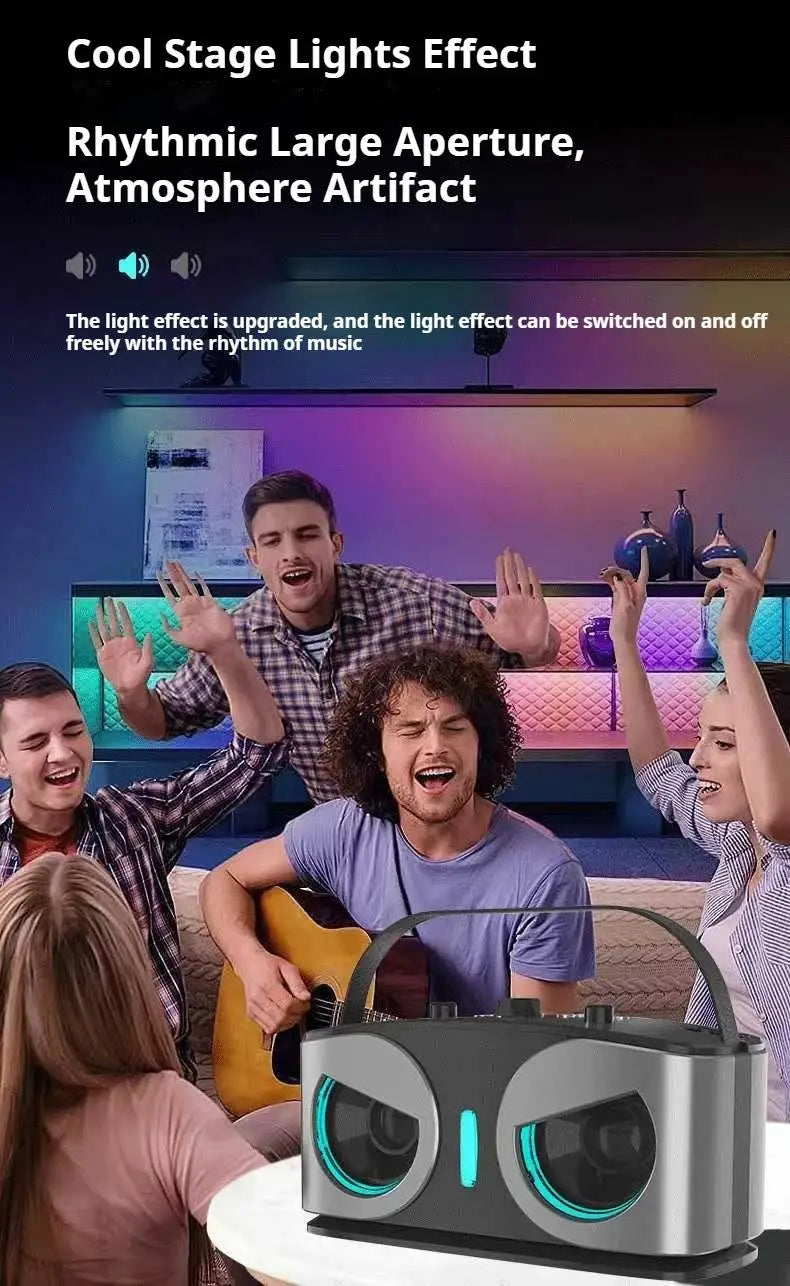 Altavoz Bluetooth inalámbrico portátil para Karaoke, máquina De micrófono, Subwoofer, caja De sonido potente, música, Caixa De Som Bocina Audio-MovilExpressShop