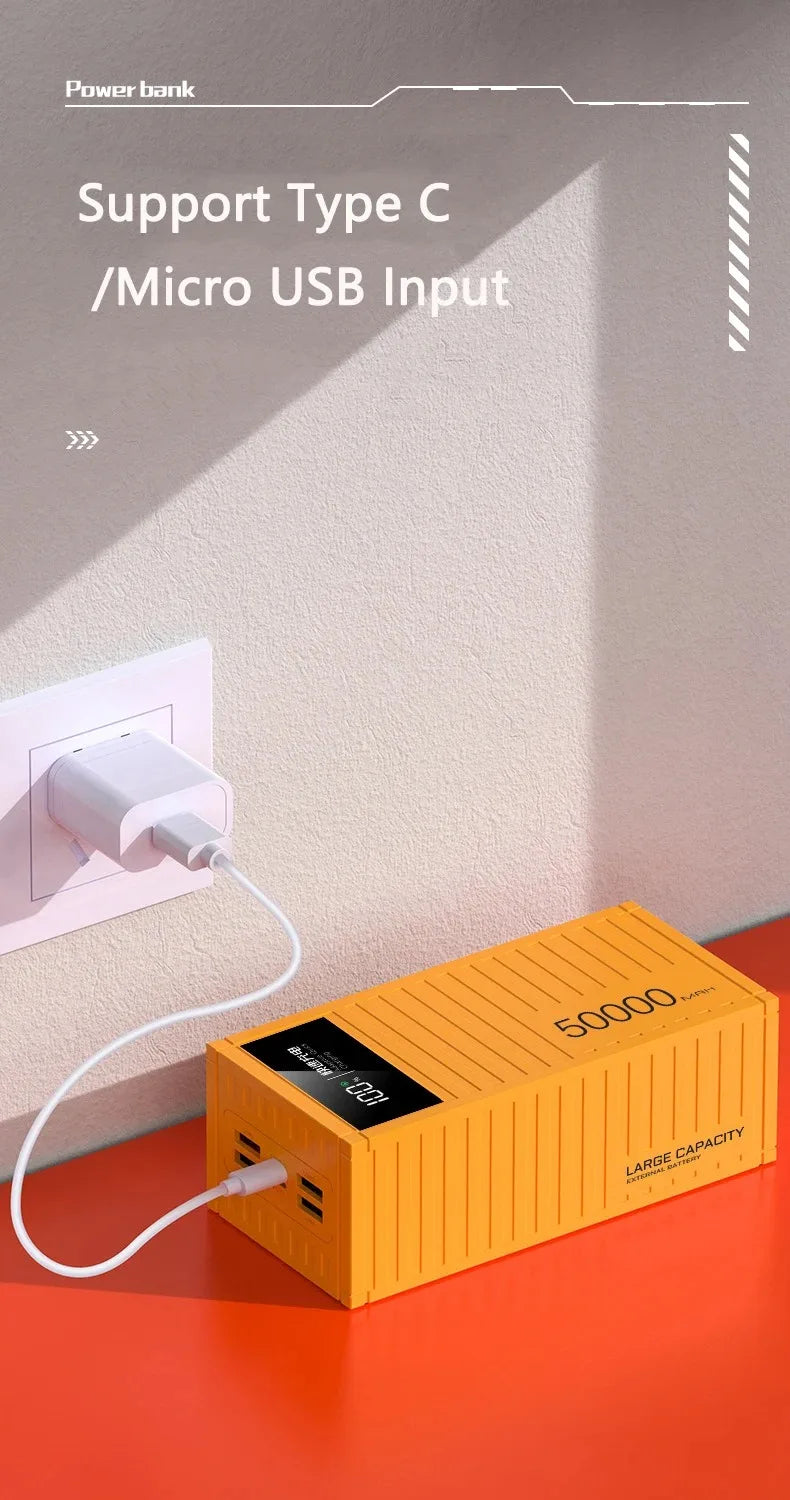 Banco de energía de carga portátil de gran capacidad de 50000mAh con 6 interfaces que soporta carga rápida de 120W adecuado para Xiaomi iPhone