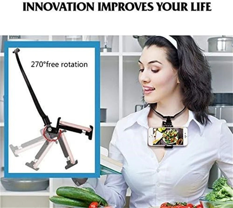 Soporte para el cuello para Selfie para teléfono móvil, manos libres, soporte para teléfono perezoso, soporte colgante Universal para IPhone GoPro 13 DJI Dock Racket-MovilExpressShop