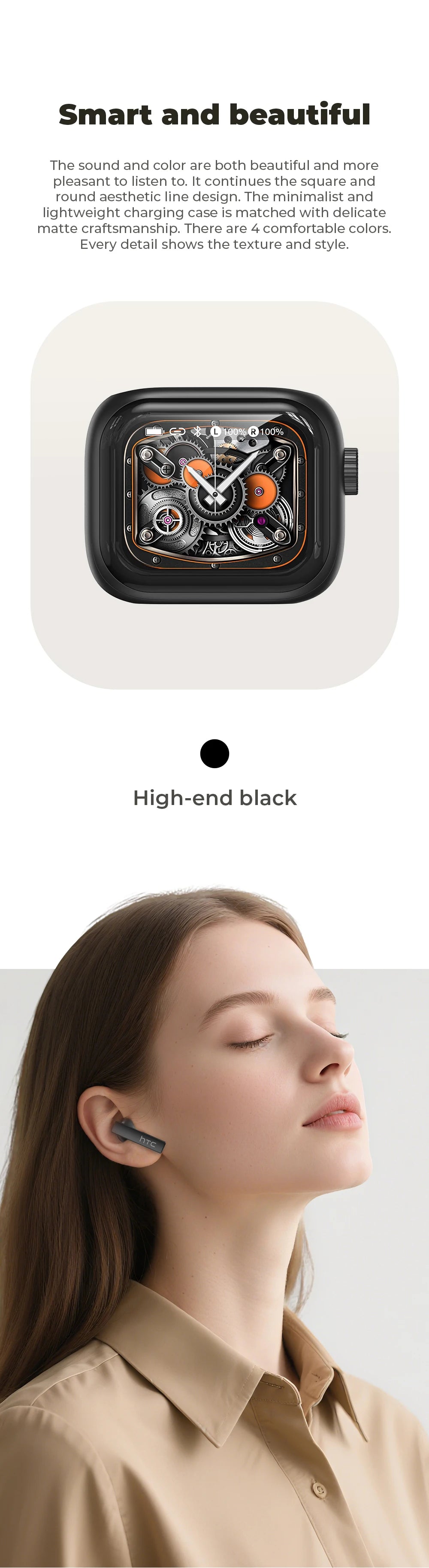 [Pantalla Ultra HD] auriculares HTC NE40 Bluetooth V6 TWS auriculares inalámbricos deportivos traductor AI auricular micrófono de reducción de ruido en la oreja