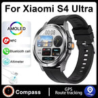 Nuevo para Xiaomi S4 Ultra deportes al aire libre reloj inteligente hombres 1,53 pulgadas AMOLED NFC GPS brújula ritmo cardíaco impermeable BT llamada Smartwatch