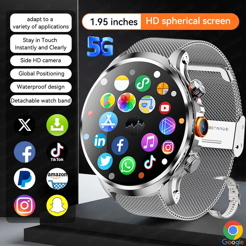 Reloj inteligente Android Netcom completo 5G/4G con cámara con tarjeta SIM videollamada AMOLED GPS WIFI Google Play mapas reloj inteligente para hombres y mujeres