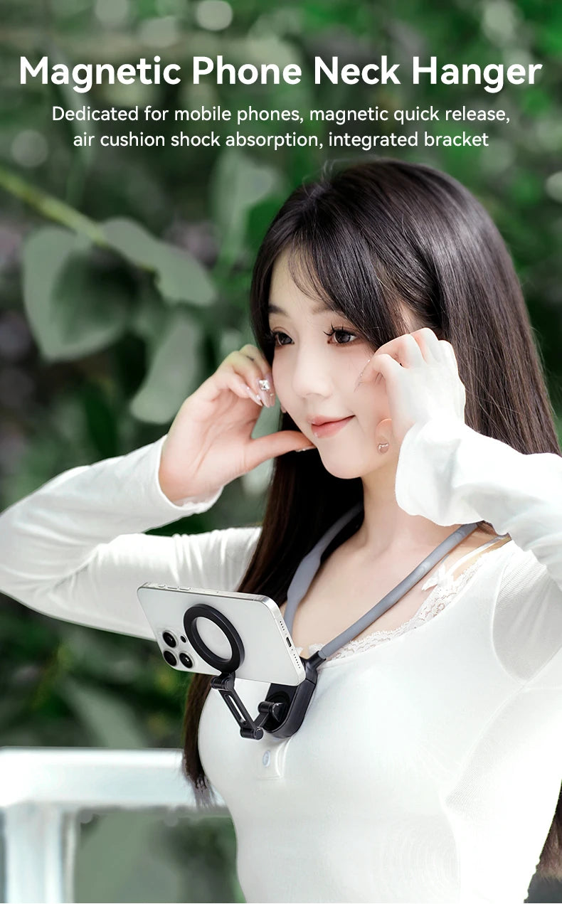 Clip magnético para teléfono con montaje en cuello 360 °   Soporte de teléfono POV de rotación para Iphone 15 14 13 12 11 10 para accesorios de teléfono SAMSUNG HUAWEI-MovilExpressShop