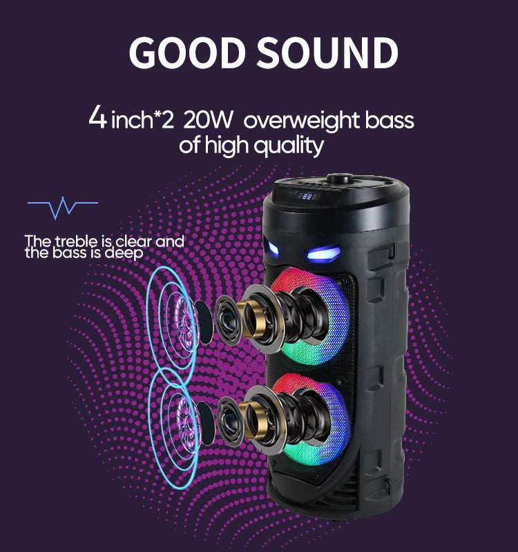 Altavoz Bluetooth portátil de baile cuadrado grande, columna de barra de sonido con luz LED colorida, caja de sonido KTV, Subwoofer Inalámbrico, Boombox de alta fidelidad-MovilExpressShop