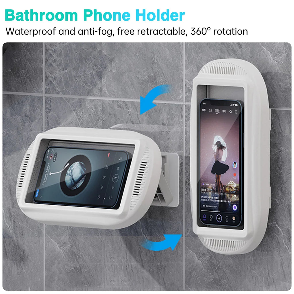 Soporte para teléfono de ducha mejorado, resistente al agua con orificio para altavoz, soporte para teléfono de ducha Screentouch, funda para baño, bañera, cocina-MovilExpressShop
