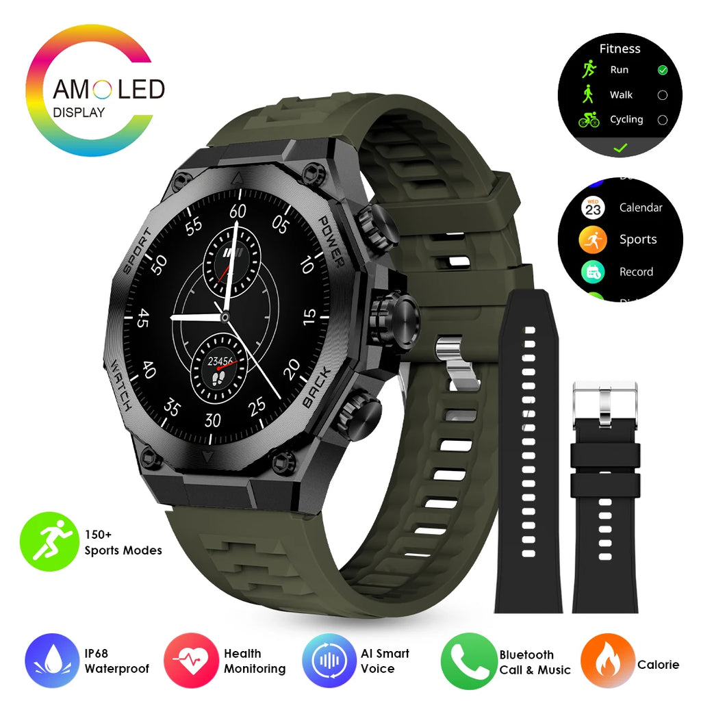Smartwatch IP67 rastreador de ejercicios impermeable con más de 150 deportes monitoreo del sueño carga inalámbrica     Reloj AMOLED