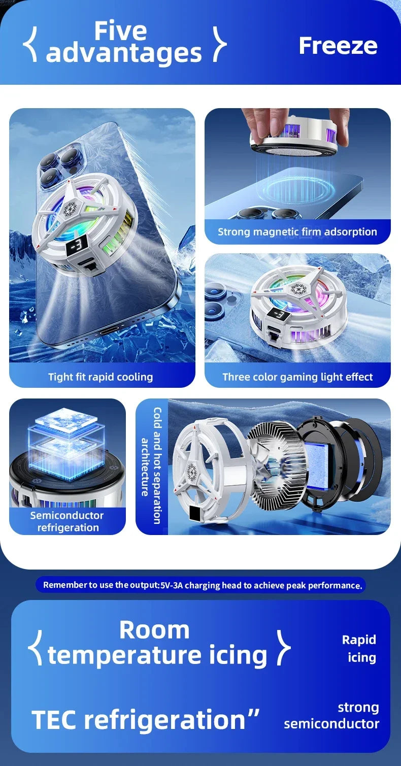 Nuevo TL07 Semiconductor móvil magnético/clip trasero PUBG enfriador 5V/3A ventilador de refrigeración por congelación radiador con pantalla Digital de temperatura-MovilExpressShop