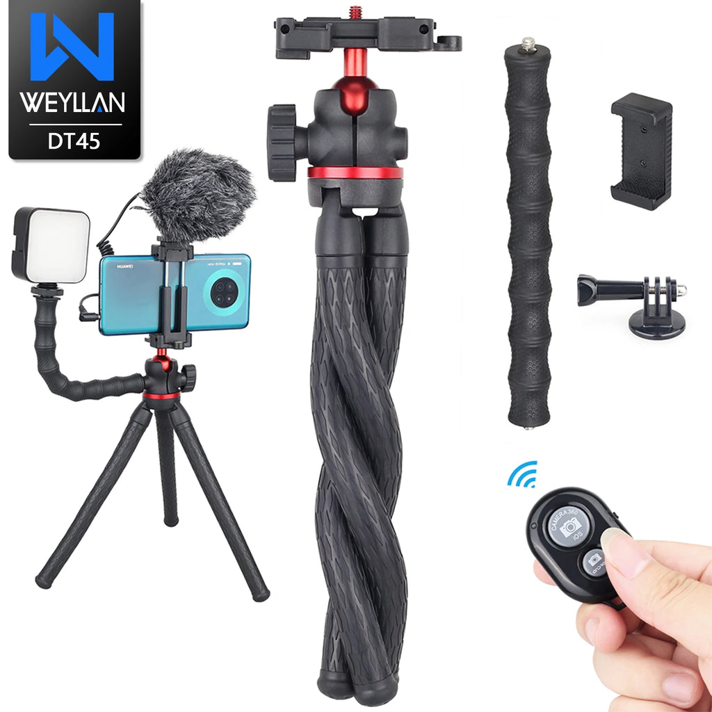WEYLLAN DT45 Mini trípode de escritorio Control remoto carga máxima 2kg soporte portátil para cámara GoPro iPhone Xiaomi Huawei-MovilExpressShop