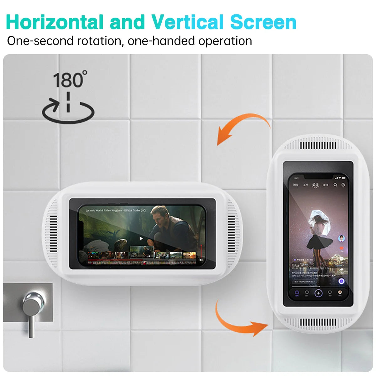 Soporte para teléfono de ducha mejorado, resistente al agua con orificio para altavoz, soporte para teléfono de ducha Screentouch, funda para baño, bañera, cocina-MovilExpressShop