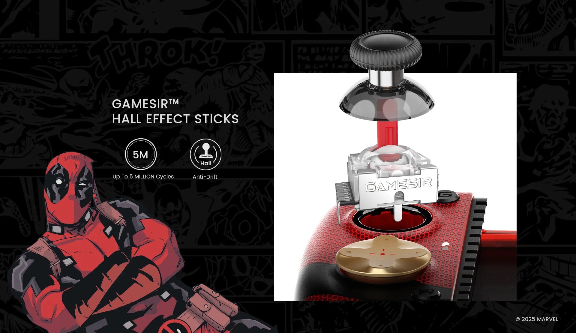 Controlador de juegos móvil GameSir X3 Pro DeadPool Edition para iPhone 15 y Android tipo C Gamepad con palos de efecto Hall