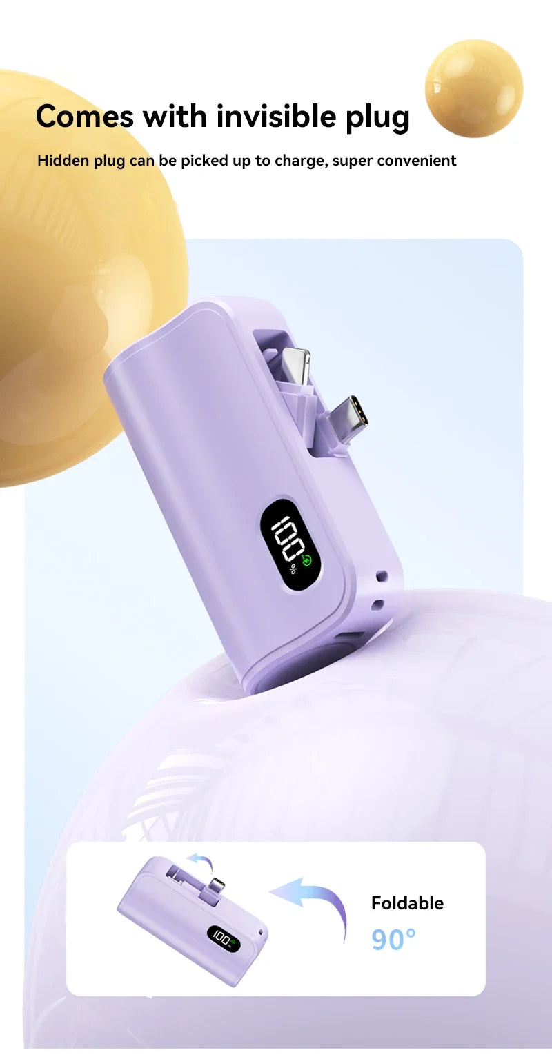 Mini cápsula 50000mAh banco de energía de alta capacidad batería externa de carga rápida inalámbrica portátil para iPhone Huawei Samsung