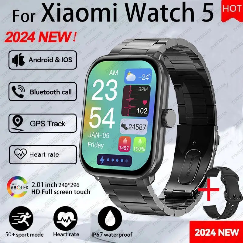 2025 nuevo para Xiaomi Watch 5 hombres mujeres HD AMOLED pantalla de visualización ritmo cardíaco Bluetooth llamada GPS pista impermeable deportes reloj inteligente
