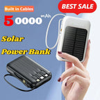 Banco de energía Solar de 50000mAh, Mini banco de energía de gran capacidad con 4 Cables integrados, cargador portátil para teléfonos, batería externa para Xiaomi-MovilExpressShop