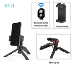 Trípode Blog para cámara DSLR, Kit de blogging para teléfono, entrevista en vivo, YouTube, soporte para teléfono, Control remoto, micrófono, luz LED-MovilExpressShop