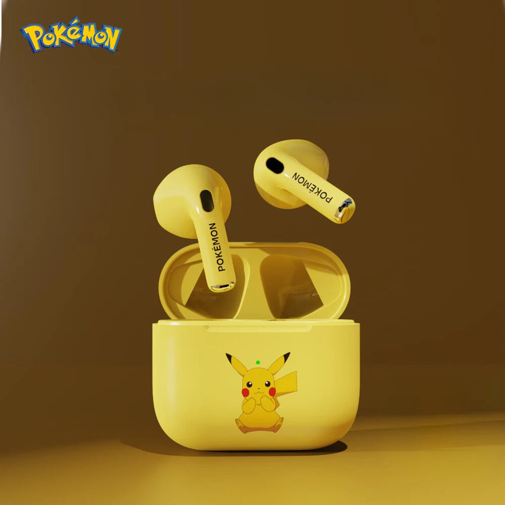 Pokemon Pikachu 5,0 inalámbrico Bluetooth deportes reducción de ruido auriculares táctiles con micrófono estuche de carga auriculares manos libres lindo-MovilExpressShop
