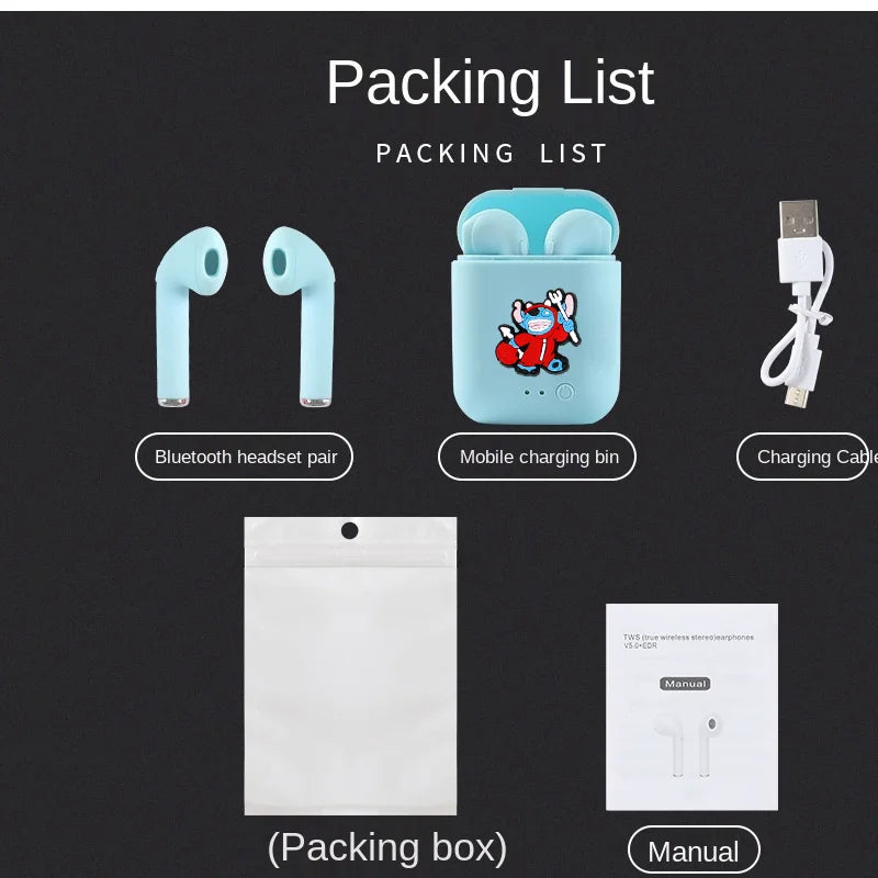 Disney-auriculares inalámbricos Stitzer TWS i7 Mini 2, cascos con Bluetooth 5,0, micrófono, estuche de carga, manos libres, novedad-MovilExpressShop