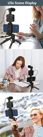 Kit de blogging para teléfono inteligente AY49, con trípode, soporte para teléfono, Mini micrófono, luz de relleno LED, arrancador para TikTok, transmisión en vivo, vídeo, YouTub-MovilExpressShop