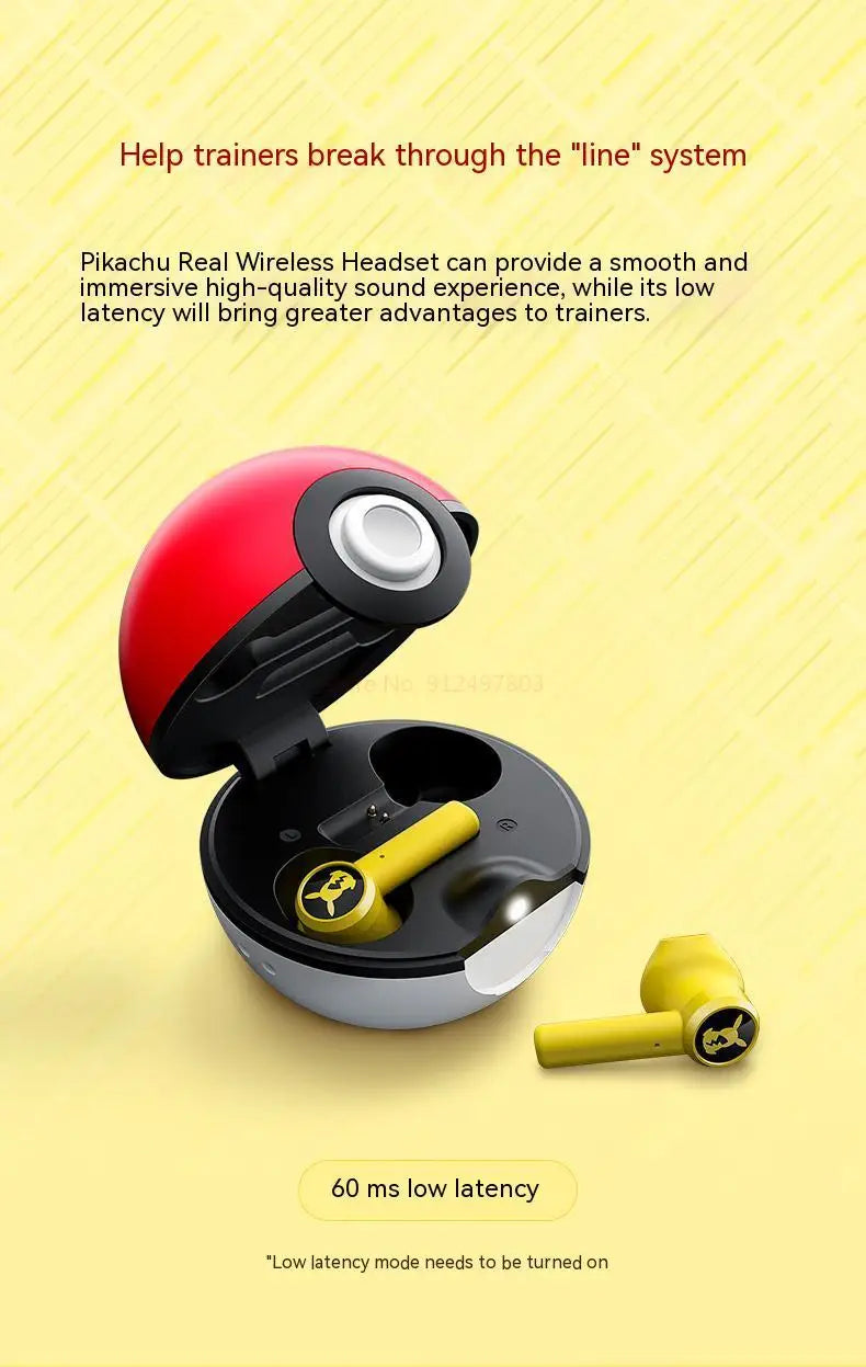 Pokemon Pikachu auriculares inalámbricos Bluetooth 5,0 auriculares Control táctil micrófono regalos universales deporte reducción de ruido-MovilExpressShop
