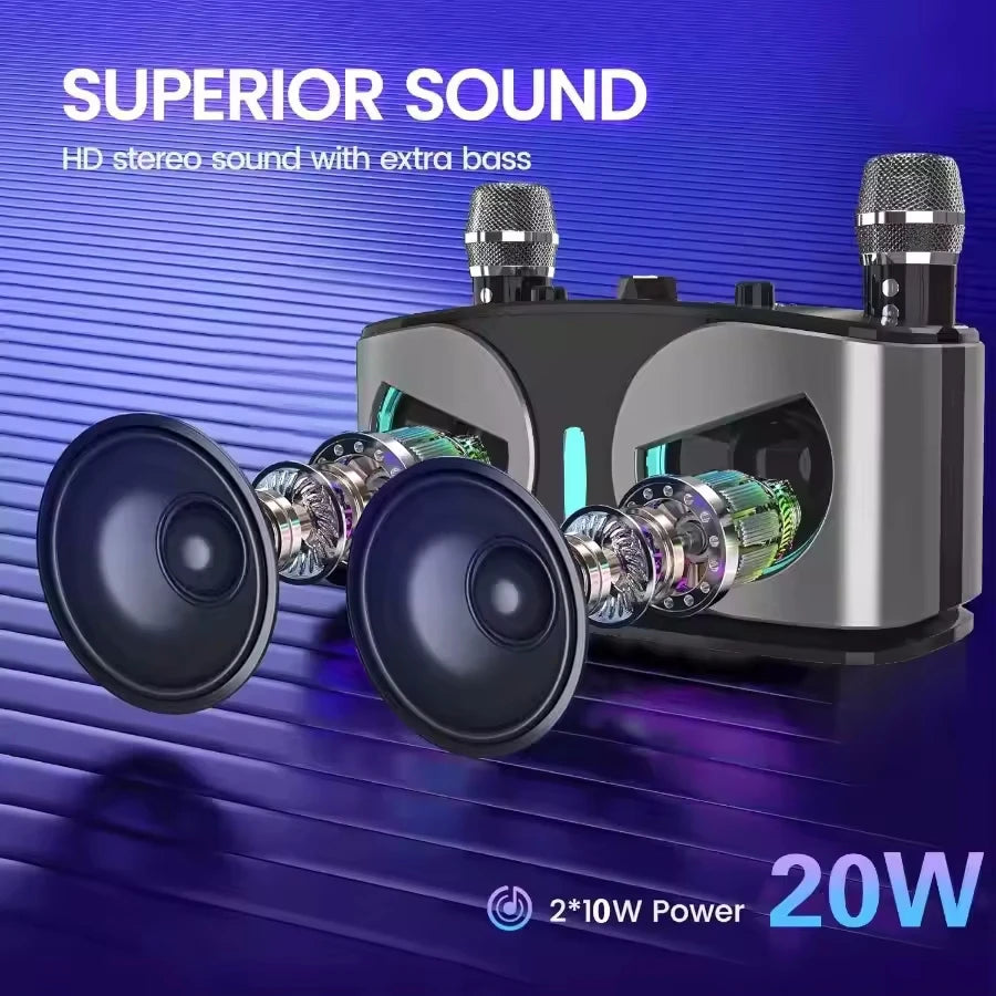 Altavoz Bluetooth inalámbrico portátil para Karaoke, máquina De micrófono, Subwoofer, caja De sonido potente, música, Caixa De Som Bocina Audio-MovilExpressShop