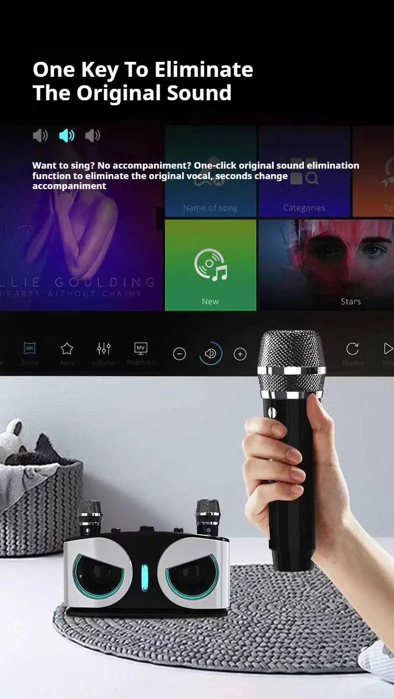 Altavoz Bluetooth inalámbrico portátil para Karaoke, máquina De micrófono, Subwoofer, caja De sonido potente, música, Caixa De Som Bocina Audio-MovilExpressShop