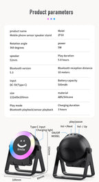 Altavoz de Audio de inducción inalámbrico 4 en 1 con Bluetooth magnético portátil, soporte Universal para teléfono, soportes de rotación con LED para exteriores-MovilExpressShop