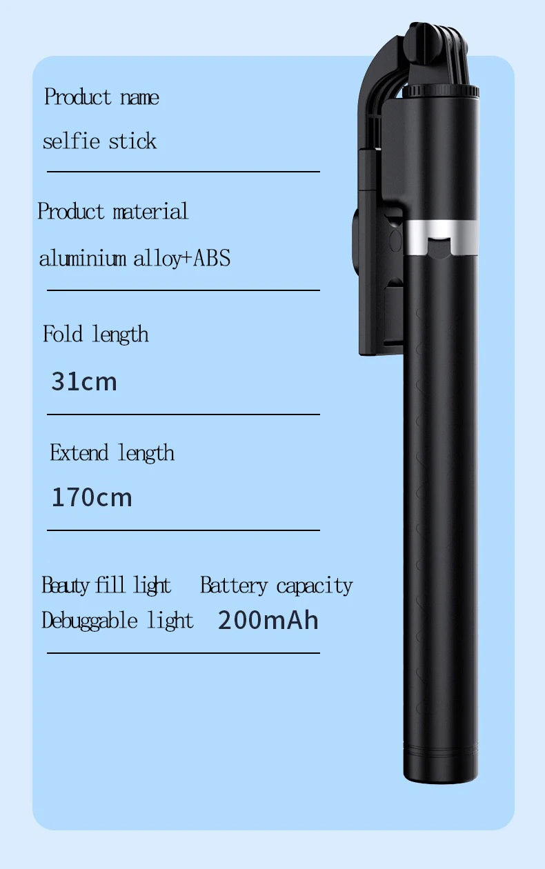 Trípode extensible en vivo de 1,7 m, soporte para palo de Selfie, anillo LED, soporte de espejo de doble luz, soporte para teléfono 4 en 1 para iPhone X 8 11 Android-MovilExpressShop