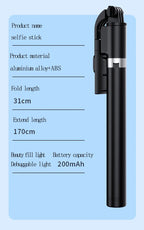 Trípode extensible en vivo de 1,7 m, soporte para palo de Selfie, anillo LED, soporte de espejo de doble luz, soporte para teléfono 4 en 1 para iPhone X 8 11 Android-MovilExpressShop