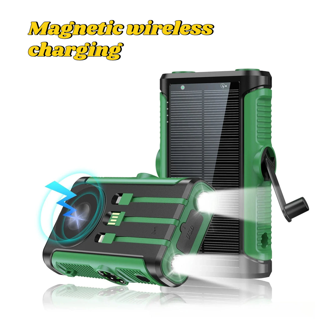 Banco de energía Solar de 50000mAh, Banco de energía de Camping con carga inalámbrica magnética de 22,5 W con Cables, batería externa para todo tipo de dispositivos-MovilExpressShop