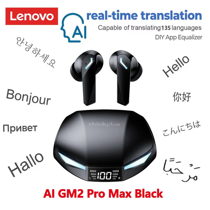 Lenovo XT53 auriculares de traducción TWS Bluetooth HD llamadas de voz auriculares con reducción de ruido para viajes de oficina auriculares con traductor AI
