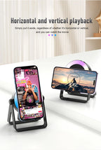 Altavoz de Audio de inducción inalámbrico 4 en 1 con Bluetooth magnético portátil, soporte Universal para teléfono, soportes de rotación con LED para exteriores-MovilExpressShop