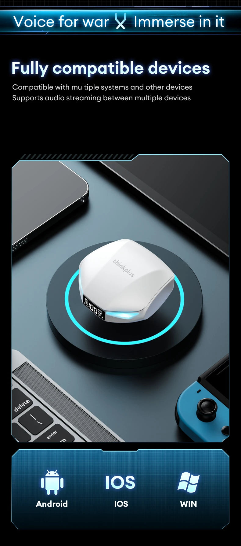 Lenovo XT53 auriculares de traducción TWS Bluetooth HD llamadas de voz auriculares con reducción de ruido para viajes de oficina auriculares con traductor AI