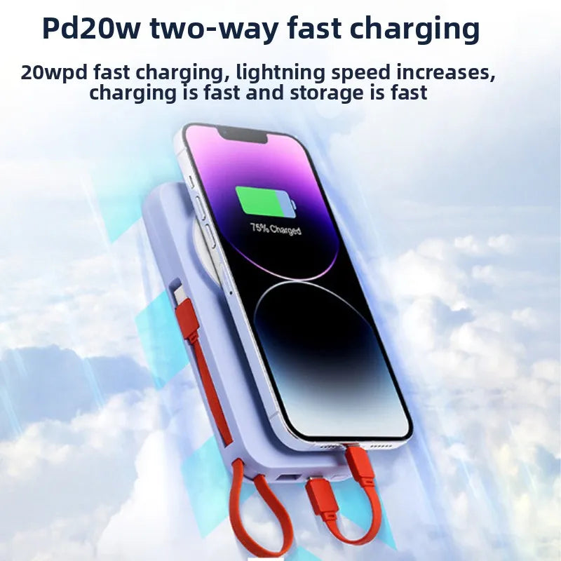 Banco de energía inalámbrico magnético de 30000mAh con cable para Apple Watch, batería externa portátil de carga rápida para iPhone y Android