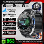 Nuevo reloj inteligente AMOLED con reproductor de vídeo con memoria de 4GB con GPS, mapas sin conexión, reloj inteligente deportivo militar para hombres, pulsera impermeable para nadar de 30m