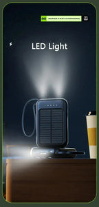 Banco de energía Solar de 50000mAh, Mini banco de energía de gran capacidad con 4 Cables integrados, cargador portátil para teléfonos, batería externa para Xiaomi-MovilExpressShop