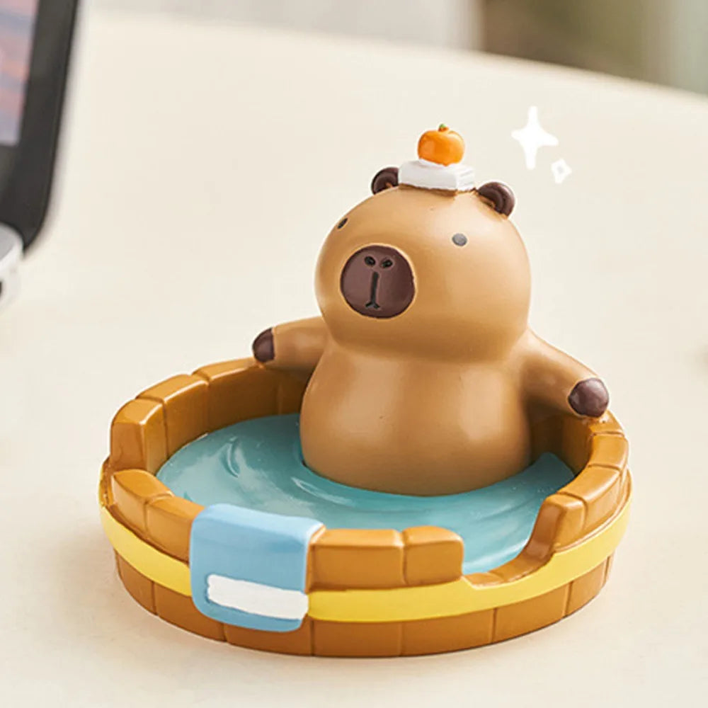 Soporte para teléfono de capibara de cocodrilo, figuritas de animales, decoración de escritorio, soporte para teléfono móvil, modelo de capibara creativo de dibujos animados, juguete