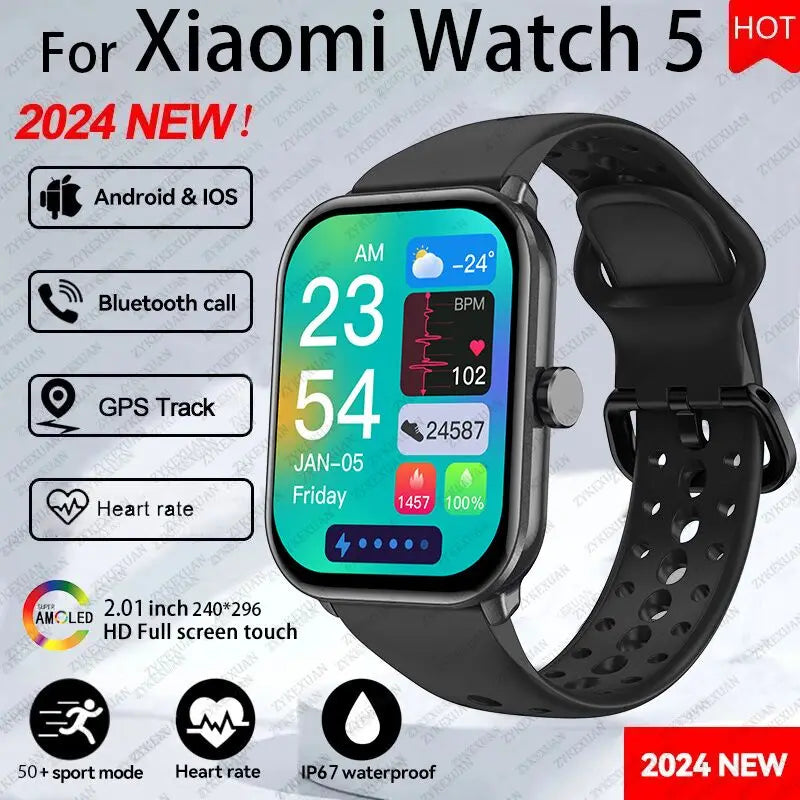 2025 nuevo para Xiaomi Watch 5 hombres mujeres HD AMOLED pantalla de visualización ritmo cardíaco Bluetooth llamada GPS pista impermeable deportes reloj inteligente