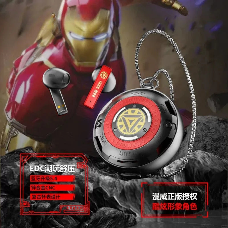 Los vengadores de Marvel Capitán América dibujos animados semi-in-ear auriculares inalámbricos con Bluetooth reloj de bolsillo de Metal giratorio fresco de alto valor-MovilExpressShop