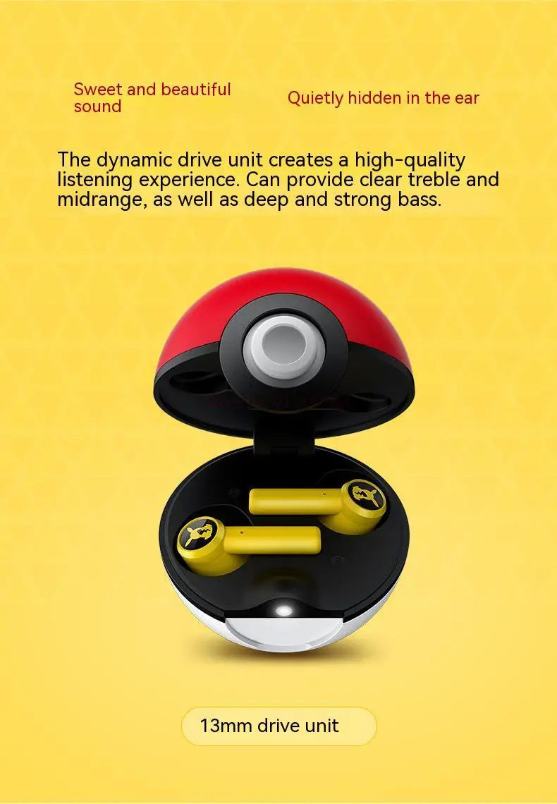 Pokemon Pikachu auriculares inalámbricos Bluetooth 5,0 auriculares Control táctil micrófono regalos universales deporte reducción de ruido-MovilExpressShop
