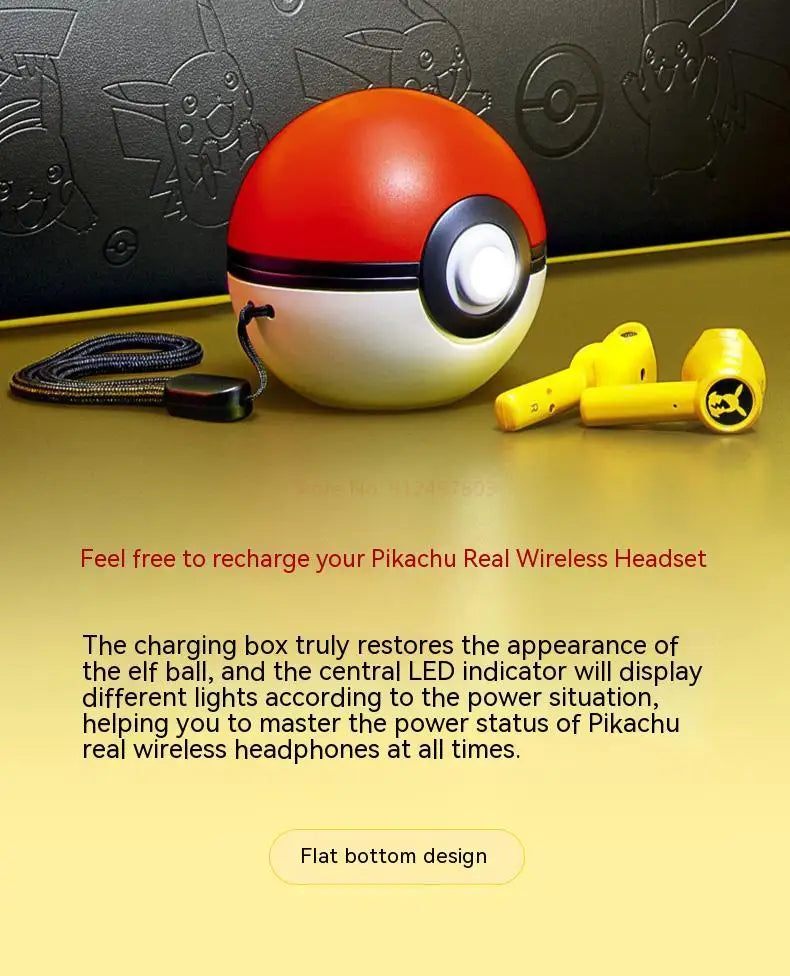 Pokemon Pikachu auriculares inalámbricos Bluetooth 5,0 auriculares Control táctil micrófono regalos universales deporte reducción de ruido-MovilExpressShop